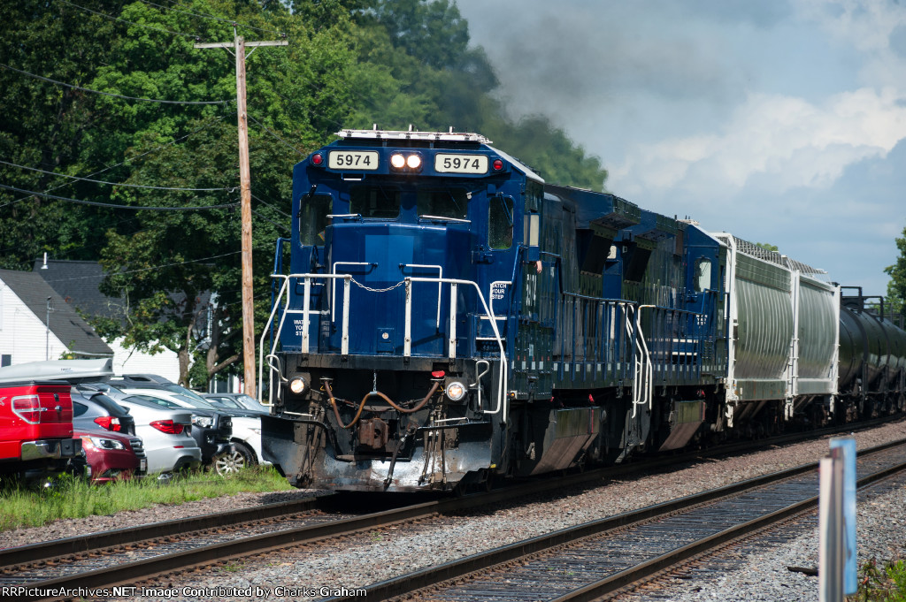 BERX 5974 coming through the station.